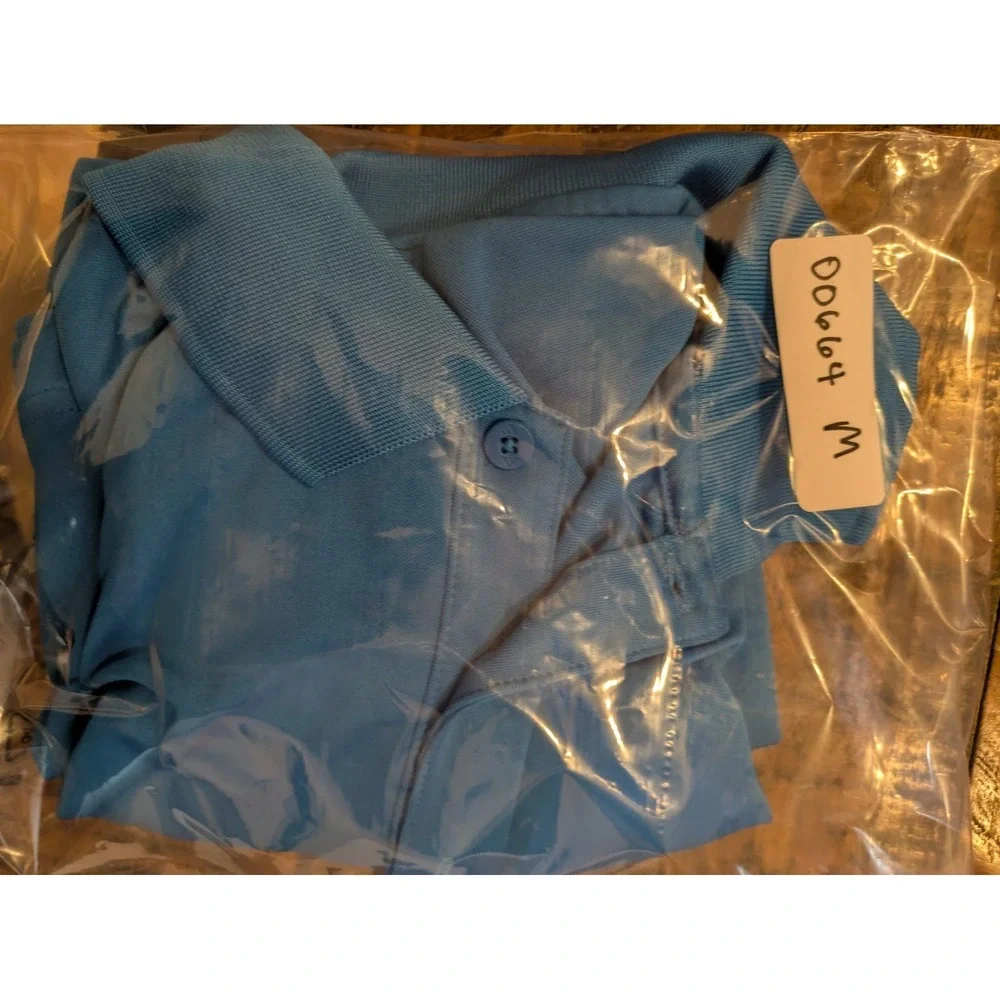 Adidas Polo Shirt Mens Medium Blue Core Golf Performance Short Sleeve